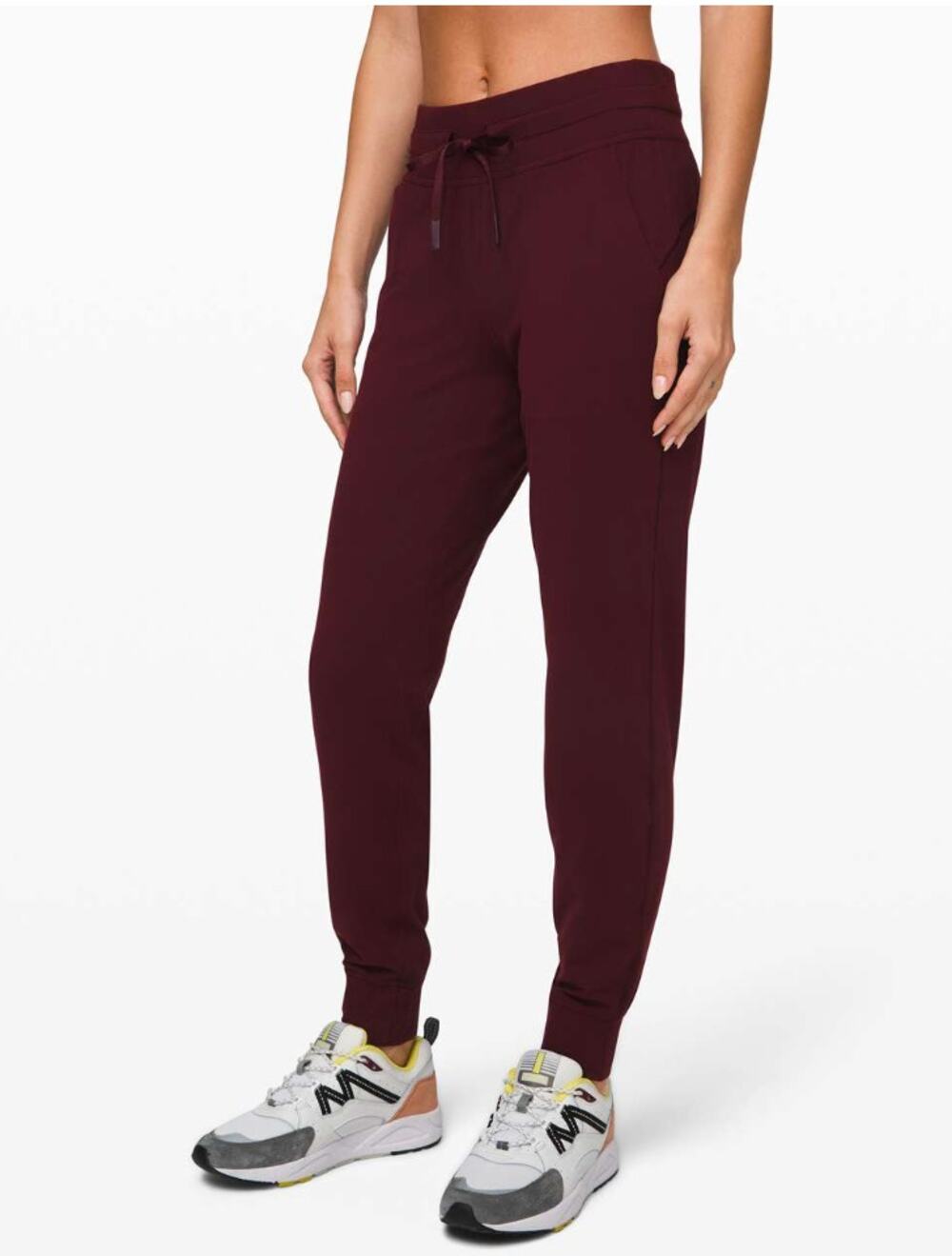 LULULEMON Ready to Rulu High Rise Drawstring Jogger Pants in Maroon Garnett // 4